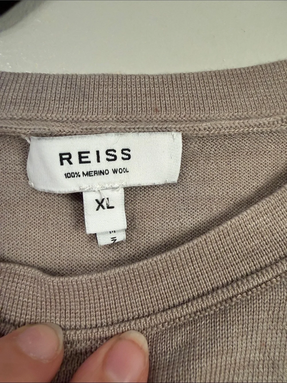 Reiss Men's Neutral Taupe Crewneck Sweater